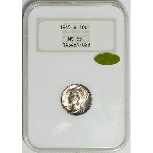 (5060) 1945-S 10C NGC MS65 Gold CAC