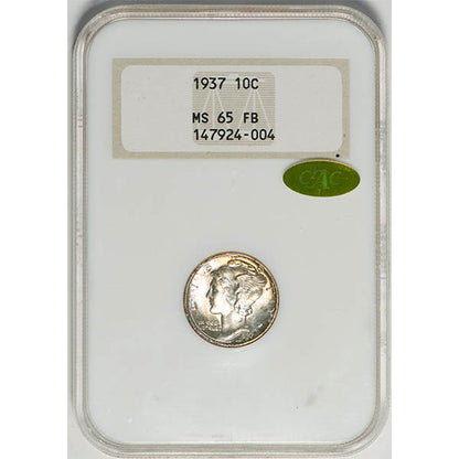 (5005) 1937 10C NGC MS65FB Gold CAC