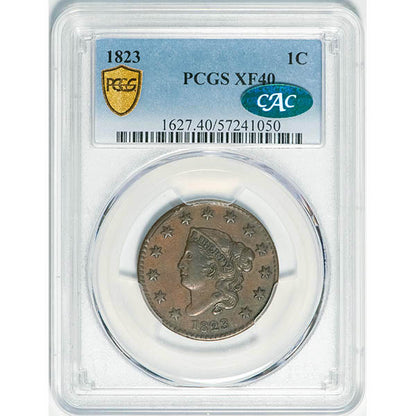 (1627) 1823 1C PCGS XF40 CAC