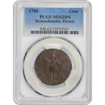 (948) 1788 Cent Massachusetts, Period PCGS MS62BN