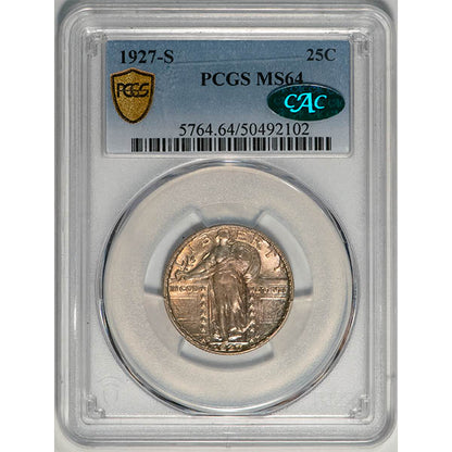 (5764) 1927-S 25C PCGS MS64 CAC