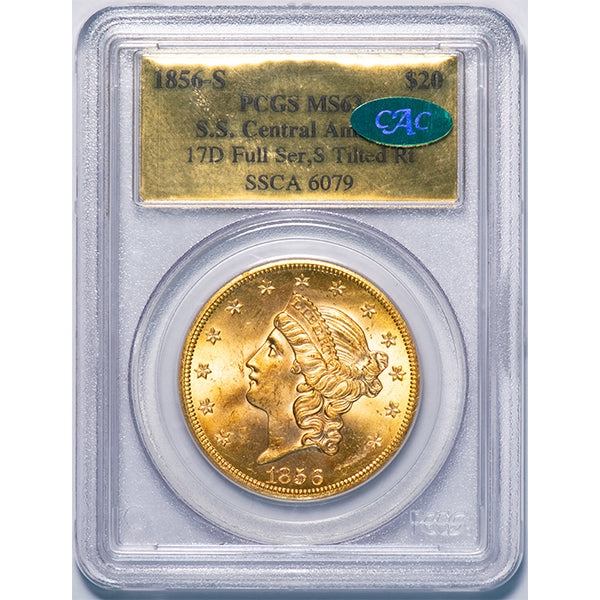 (8917) 1856-S $20 S.S. Central America PCGS MS63 CAC