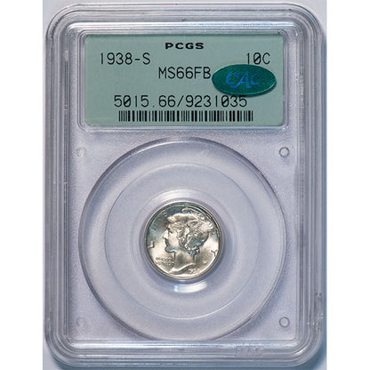 (5015) 1938-S 10C PCGS MS66FB CAC